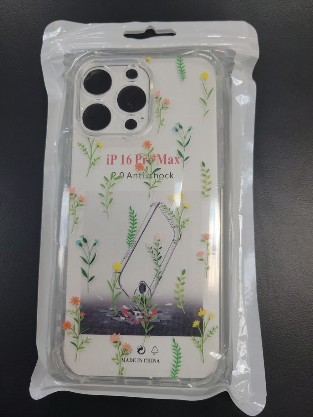 9407 Stylish protective Case For iPhone 16 Pro Max Clear With Flower Design
